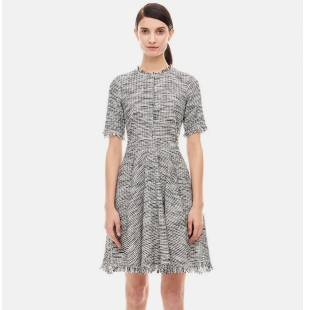 REBECCA TAYLOR Tweed Boucle Fringe tailored dress sz 4 - Picture 1 of 8